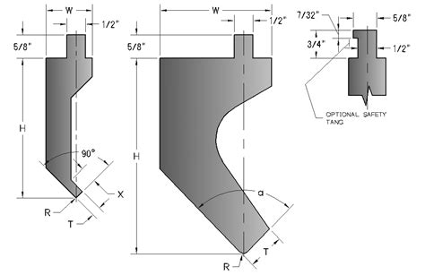 midwest press brake shape chart